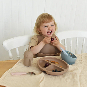 Детская тарелка с разделителем LUKNO, теплый песок